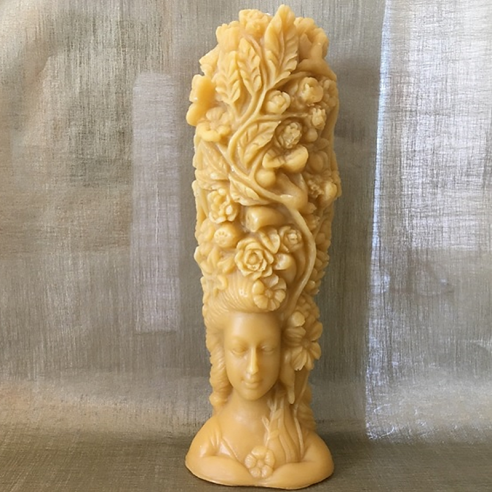 Bougie sculpture décorative artisanale cire naturelle de soja. Dame nature 21,5 cm. Personnalisable  - 1