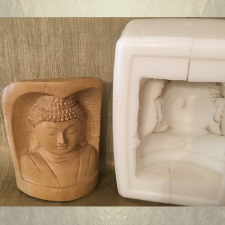 Bougie sculpture décorative artisanale cire naturelle de soja. Bouddha statue bois 13 cm. Personnalisable  - 5