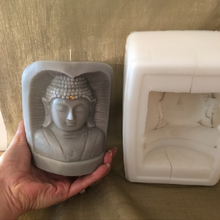 Bougie sculpture décorative artisanale cire naturelle de soja. Bouddha statue bois 13 cm. Personnalisable  - 4