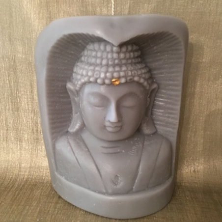 Bougie sculpture décorative artisanale cire naturelle de soja. Bouddha statue bois 13 cm. Personnalisable  - 1