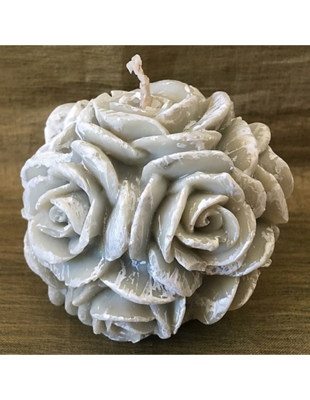 Bougie  décorative sculpture parfumée grenadine artisanale boule de rose  - 1