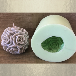 Bougie  décorative sculpture parfumée grenadine artisanale boule de rose  - 1 2
