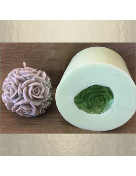 Bougie  décorative sculpture parfumée grenadine artisanale boule de rose  - 2