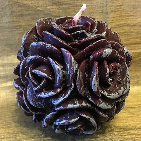 Bougie  décorative sculpture parfumée caramel beurre salé artisanale boule de rose  - 1