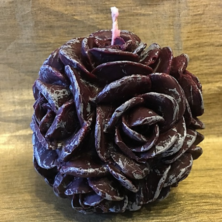 Bougie  décorative sculpture parfumée caramel beurre salé artisanale boule de rose  - 2
