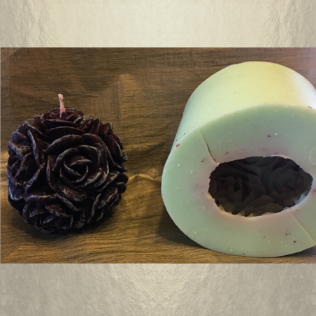 Bougie  décorative sculpture parfumée caramel beurre salé artisanale boule de rose  - 3