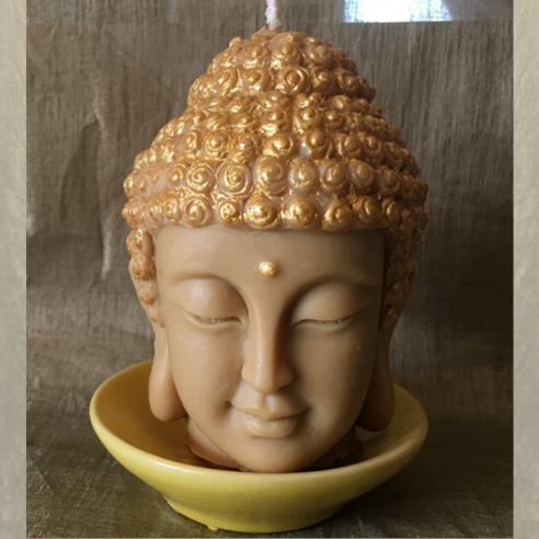 Bougie décorative sculpture parfumée artisanale tête de bouddha  - 1