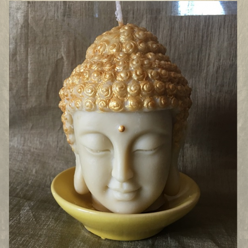 Bougie bouddha 10 cm sculpture décorative artisanale cire naturelle de soja sans parfum  - 1