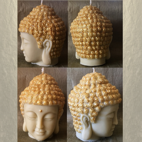 Bougie bouddha 10 cm sculpture décorative artisanale cire naturelle de soja sans parfum  - 2