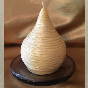 Bougie sculpture décorative artisanale cire naturelle de soja sans parfum poire perlé  - 1