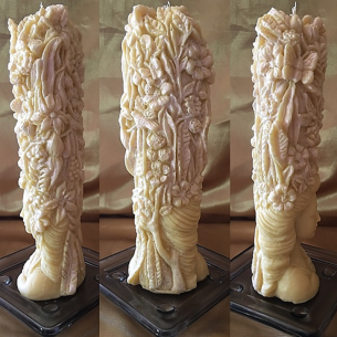 Bougie sculpture décorative artisanale cire naturelle de soja, dame nature 21,5  cm  - 1 2