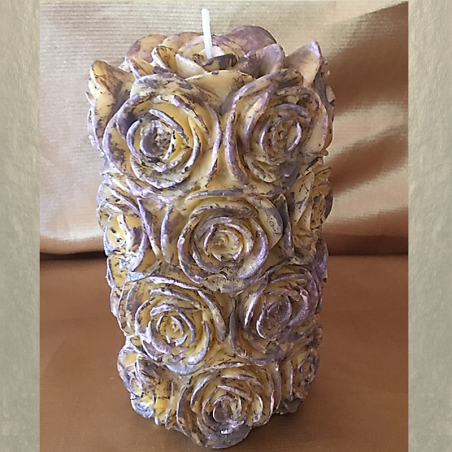 Bougie sculpture décorative artisanale cire naturelle de soja, pilier 14 cm  - 1