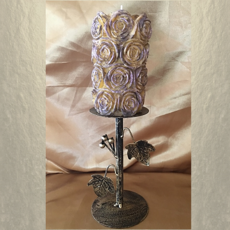 Bougie sculpture décorative artisanale cire naturelle de soja, pilier 14 cm  - 3