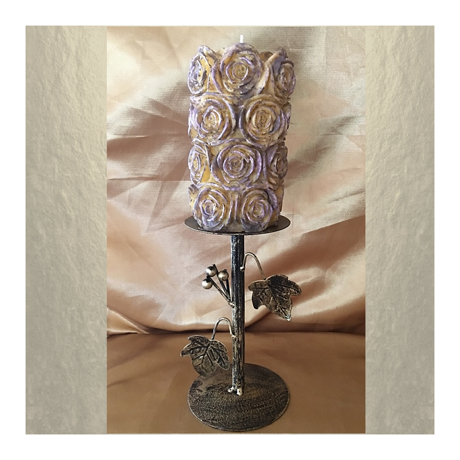 Bougie sculpture décorative artisanale cire naturelle de soja pilier 14 cm