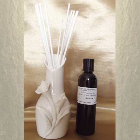 Diffuseur par capillarité vase en céramique Arum, bâtons en coton  - 1