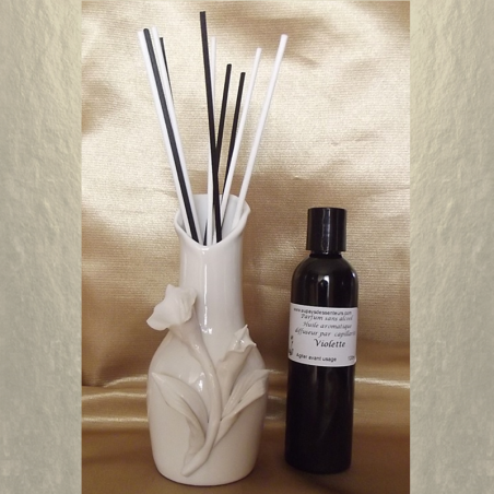 Diffuseur par capillarité vase en céramique Arum, bâtons en coton  - 3