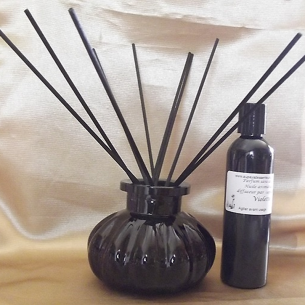 Diffuseur par capillarité bâtons en coton, vase noir parfum sans alcool