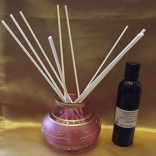 Diffuseur par capillarité bâtons en coton vase rose et frise or, parfum sans alcool  - 2 2