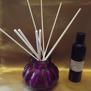 Diffuseur par capillarité bâtons en coton, vase parme parfum sans alcool  - 1