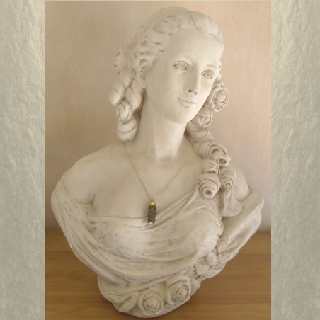 Collier fiole à parfum bois et or strass CRISTAL DE SWAROVSKI FUCHSIA AB artisanal  - 4