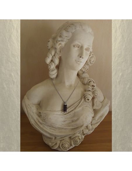 Collier fiole à parfum bois et argent strass CRISTAL DE SWAROVSKI HYACINTH AB artisanal  - 4