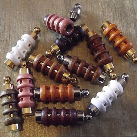 Collier fiole à parfum bois et argent strass CRISTAL DE SWAROVSKI SCARABAEUS GREEN artisanal  - 6