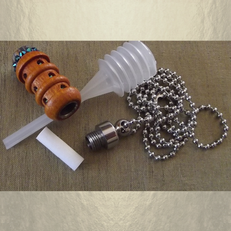 Collier fiole à parfum bois et argent strass CRISTAL DE SWAROVSKI SCARABAEUS GREEN artisanal  - 2