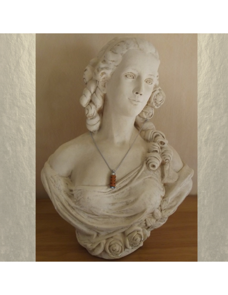 Collier fiole à parfum bois et argent strass CRISTAL DE SWAROVSKI SCARABAEUS GREEN artisanal  - 3