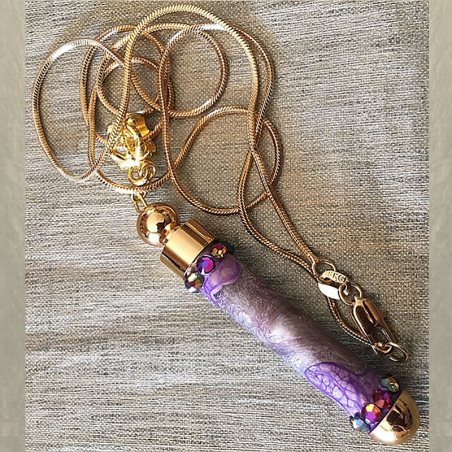 Collier pendentif diffuseur de parfum plaqué or 24k CRISTAL DE SWAROVSKI VOLCANO artisanal  - 1