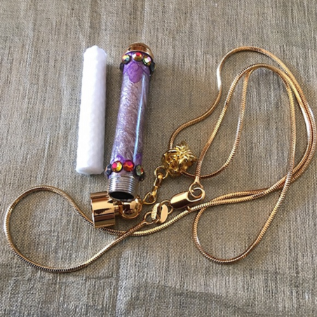 Collier pendentif diffuseur de parfum plaqué or 24k CRISTAL DE SWAROVSKI VOLCANO artisanal  - 2