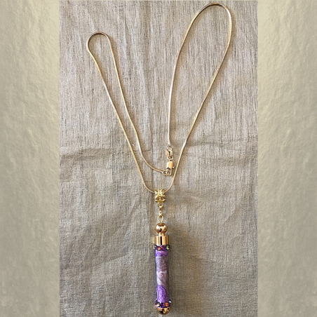 Collier pendentif diffuseur de parfum plaqué or 24k CRISTAL DE SWAROVSKI VOLCANO artisanal  - 3