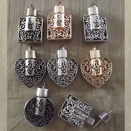 Collier pendentif fiole à parfum CRISTAL DE SWAROVSKI VOLCANO filigrane 3D relief argent  - 7