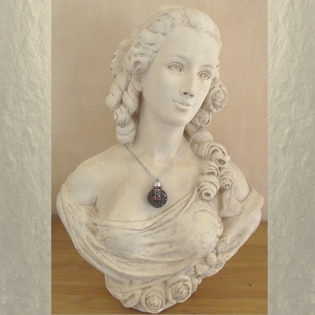 Collier pendentif fiole à parfum CRISTAL DE SWAROVSKI VOLCANO filigrane 3D relief argent  - 5