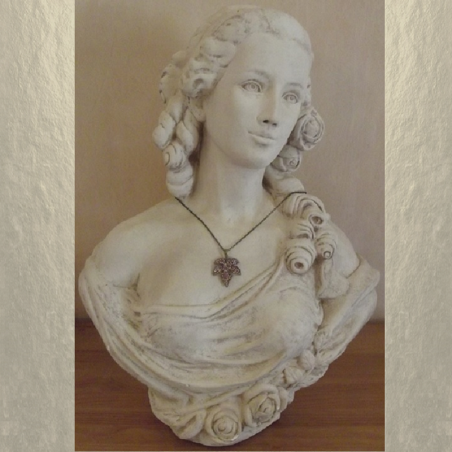 Collier pendentif CRISTAL DE LUXE feuille 3D bronze artisanal  - 3