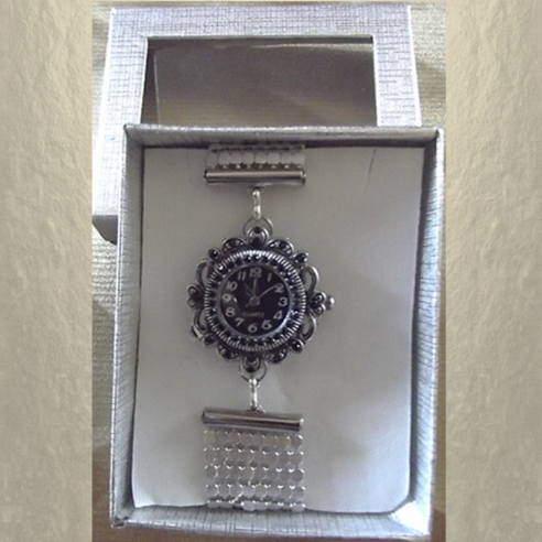 Montre Cristal de swarovski JET artisanale cotte  de maille argent  - 3