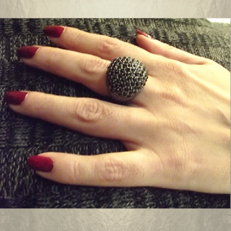 Bague pavé strass CRISTAL DE SWAROVSKI ajustable artisanale  - 2