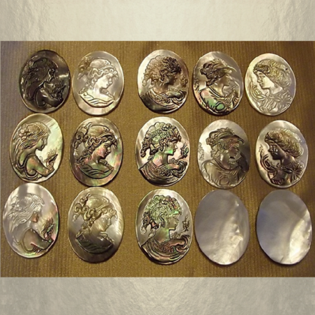 Collier pendentif porte photo, pilulier camé nacre d'Abalone, artisanal argent  - 7