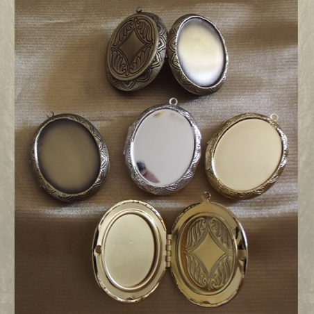 Collier pendentif porte photo, pilulier camé nacre d'Abalone, artisanal argent  - 8