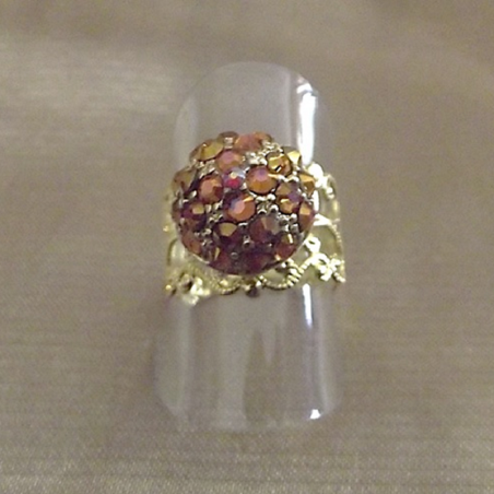 Bague CRISTAL DE LUXE pavé filigrane ajustable plaqué or artisanale  - 2