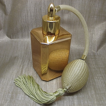 Vaporisateur de parfum poire or effet miroir or carré 55 ml  - 1