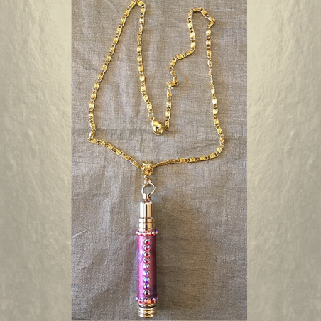 Collier Roll on applicateur de parfum stylo bille Cristal de Swarovski  - 2