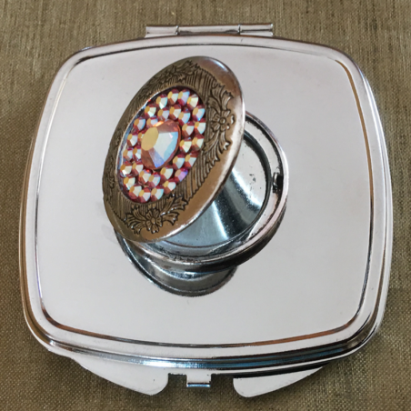 Miroir de sac CRISTAL DE SWAROVSKI porte photo décoration artisanale  - 3