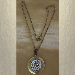 Collier pendentif porte photo Cristal de SWAROVSKI bronze artisanal  - 1 2