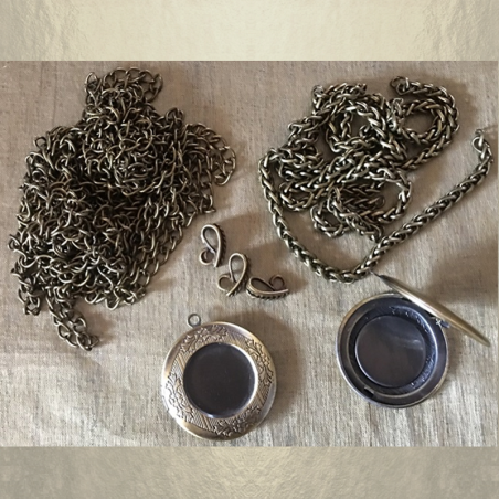 Collier pendentif porte photo Cristal de SWAROVSKI bronze artisanal  - 6