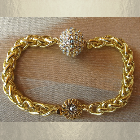 Bracelet CRISTAL DE SWAROVSKI boule Mesh Ball JONQUIL AB artisanal  - 1