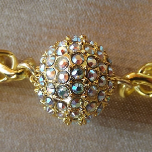 Bracelet CRISTAL DE SWAROVSKI boule Mesh Ball JONQUIL AB artisanal  - 1 2