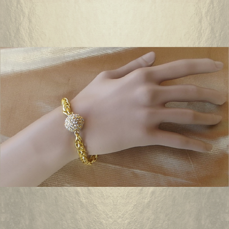 Bracelet CRISTAL DE SWAROVSKI boule Mesh Ball JONQUIL AB artisanal  - 3