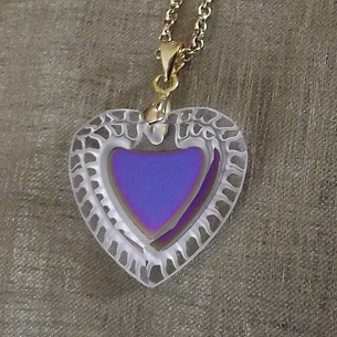 Collier CRISTAL DE LUXE  CŒUR vintage plaqué or vieilli artisanal  - 1