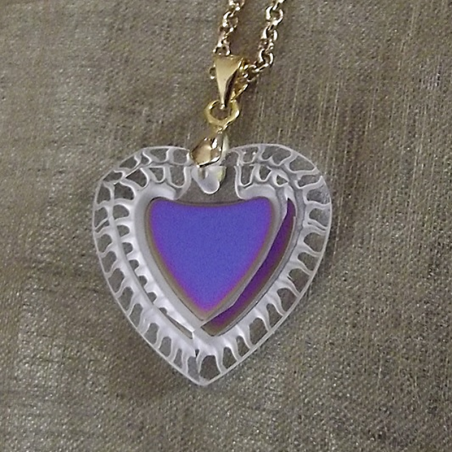 Collier CRISTAL DE LUXE  CŒUR vintage plaqué or vieilli artisanal  - 1