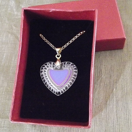 Collier CRISTAL DE LUXE CŒUR vintage plaqué or vieilli artisanal  - 3